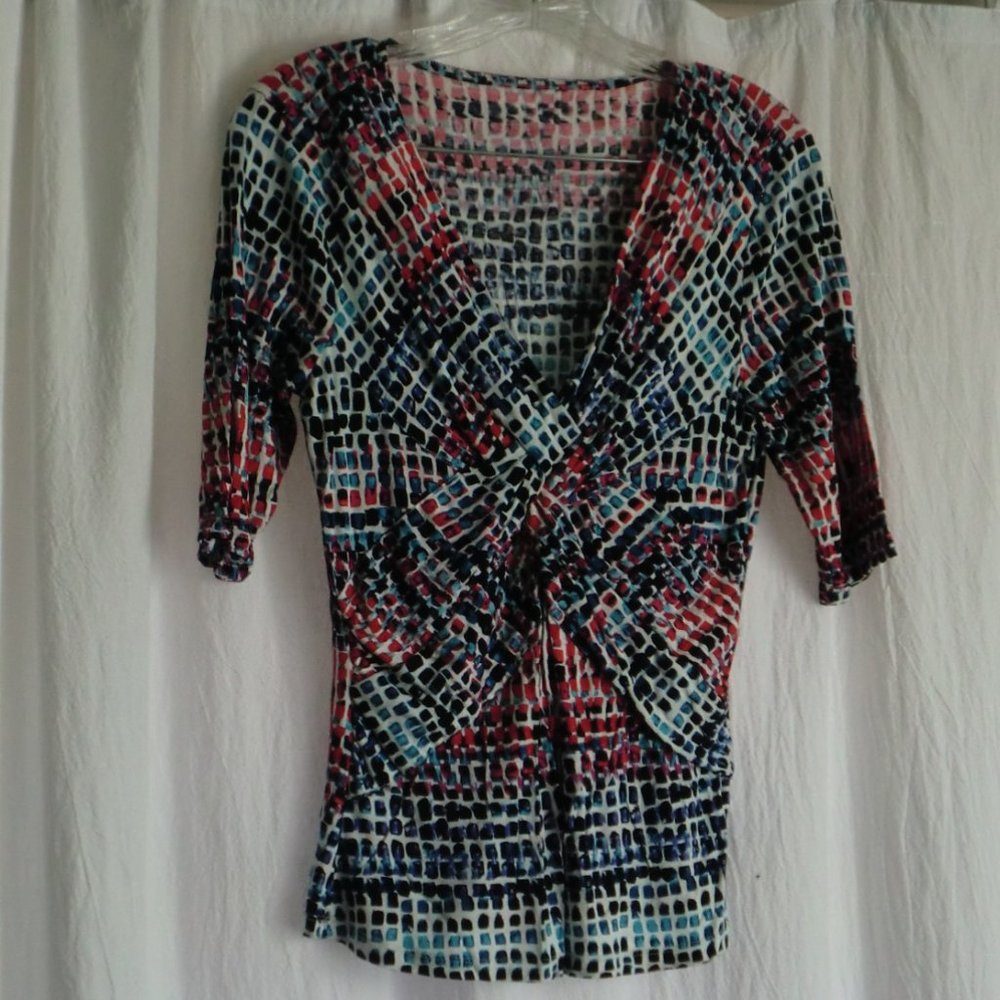 Multi-colored women's knotted blouse (Med)